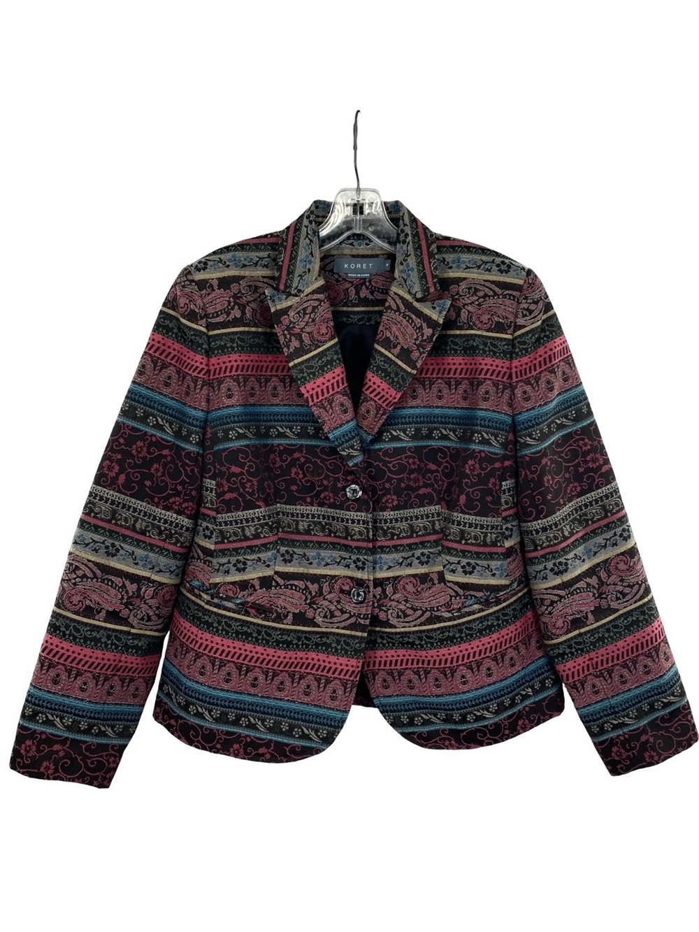Koret Vintage Tapestry Western Equestrian Tribal 90s Blazer Jacket Size 8